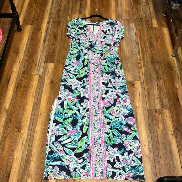 green emerald velvet dress The Lilly Green & Blue Lilly Pulitzer Maxi Dress main image 0